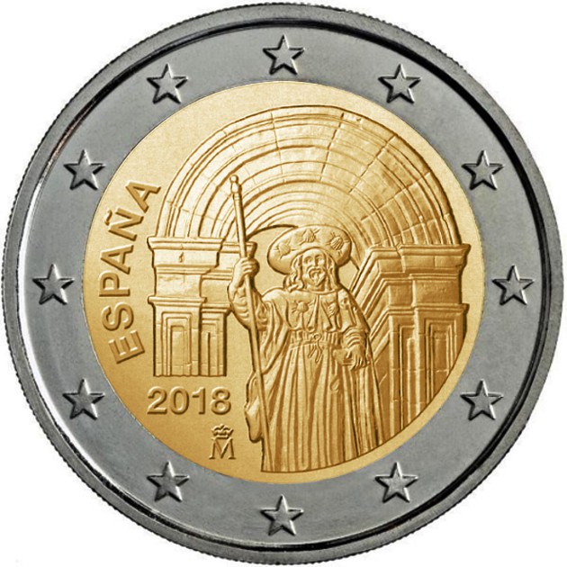 simulación monedas de 2€ para el año 2018 en honor al Camino de Santiago